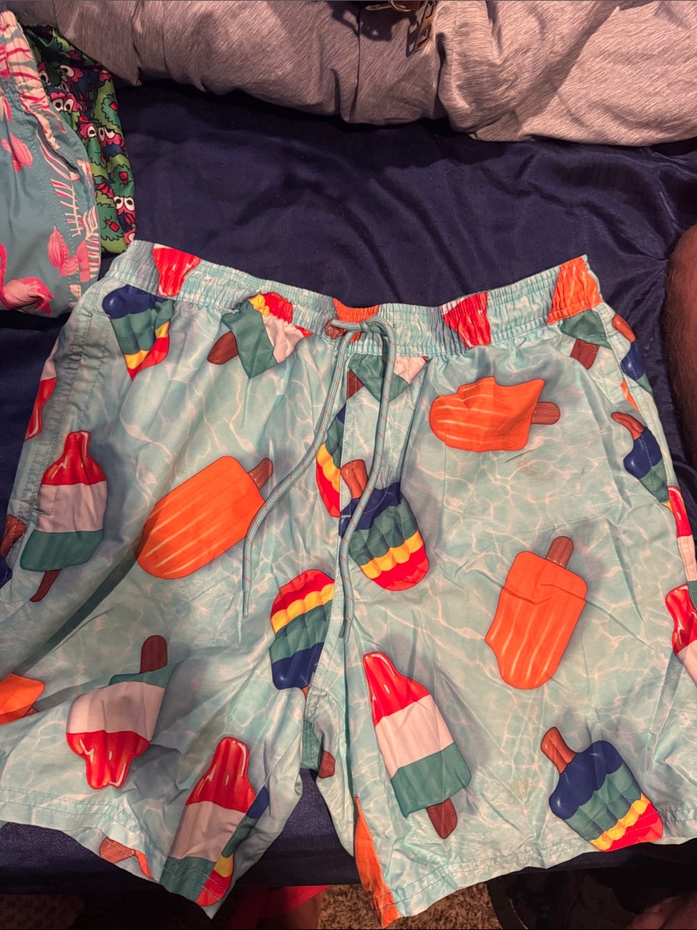 No Boundaries Aqua Popsicle Swim Shorts with Multicolor Popsicle Print